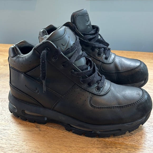 Nike ACG Air Max Goadome Boots Mens 9.5 Black Leather Hiking Sneakers 865031-009 - Picture 1 of 10
